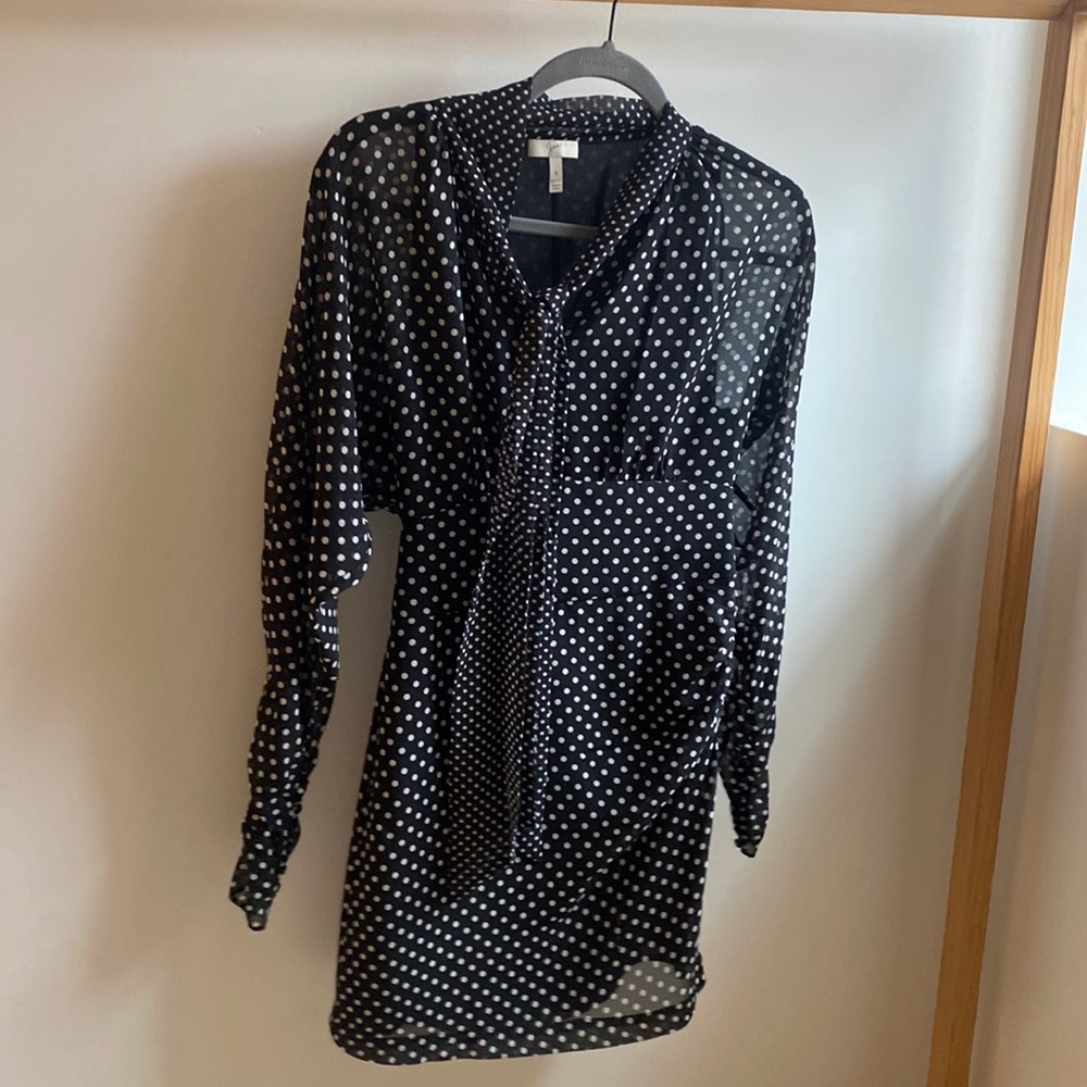 JOIE Polka dot tie neck dress, 0